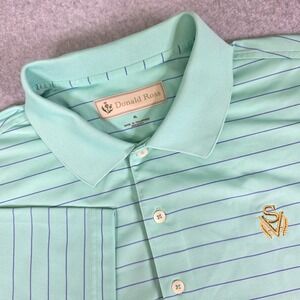 Donald Ross Golf Polo‎ Shirt Men's Size XL Striped Green Blue Embroidered Logo